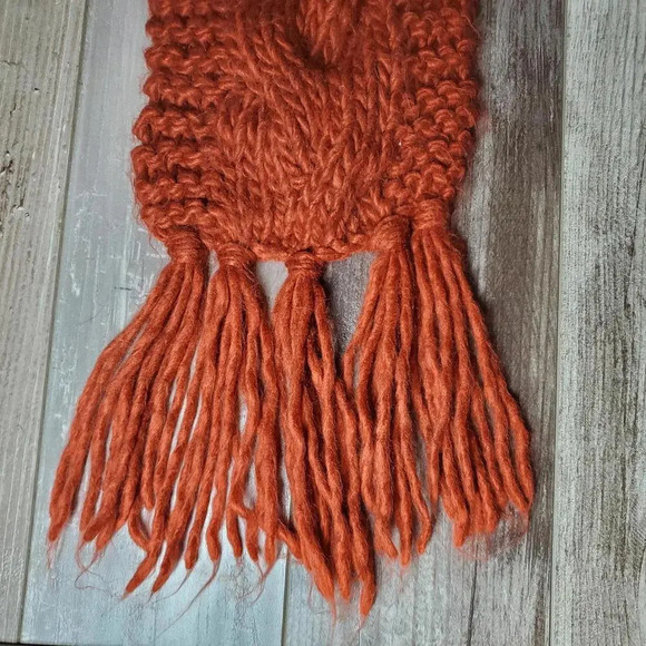 Knitted Burnt Orange Winter Scarf - Picture 6 of 9